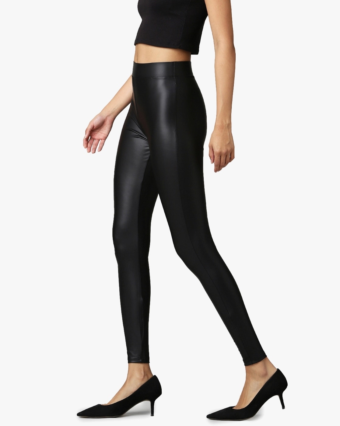 I-N-C Womens Faux Leather Front Casual Leggings, Black, 26W - Walmart.com