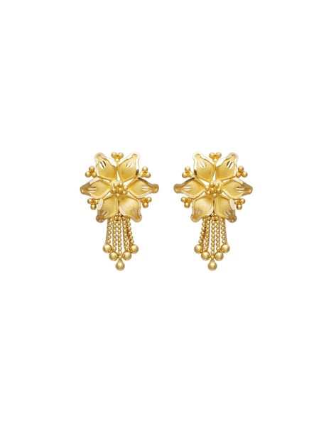 Buy SOHI women Gold Plated Gold-Toned Floral Studs Earrings Online