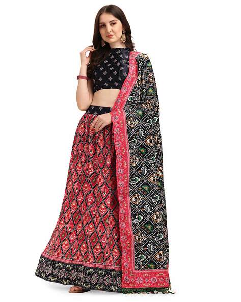 Buy Red Digital Print Georgette Wedding Lehenga Choli From Ethnic Plus