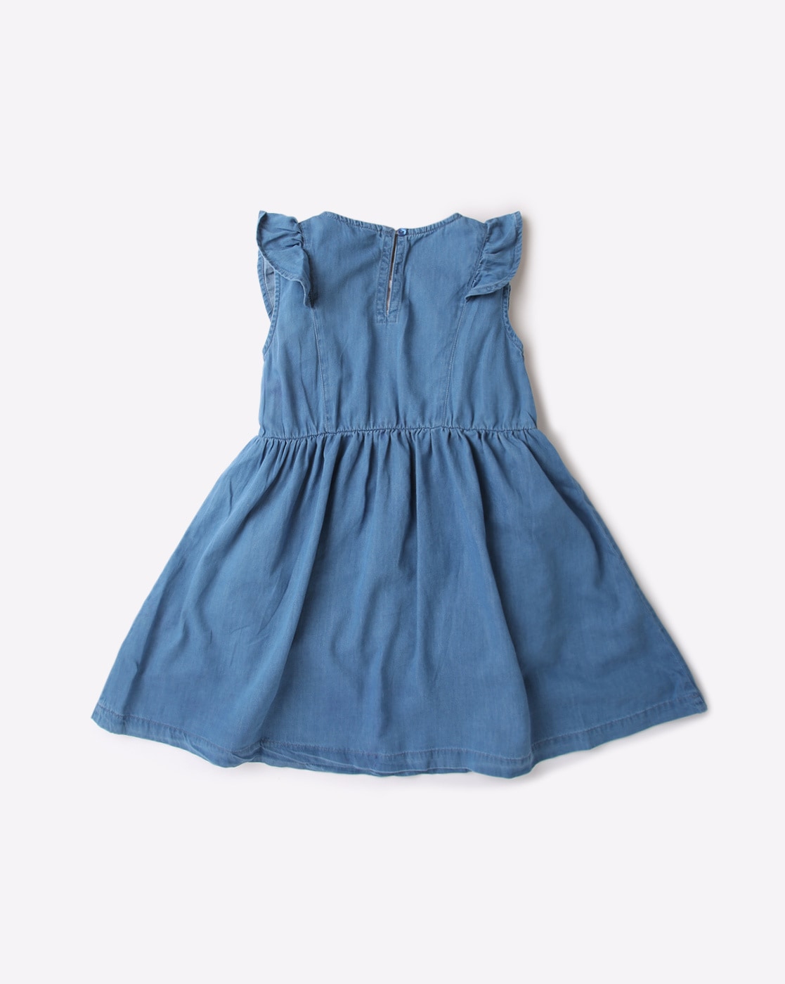 Girls Denim Blue Cut Out Dress