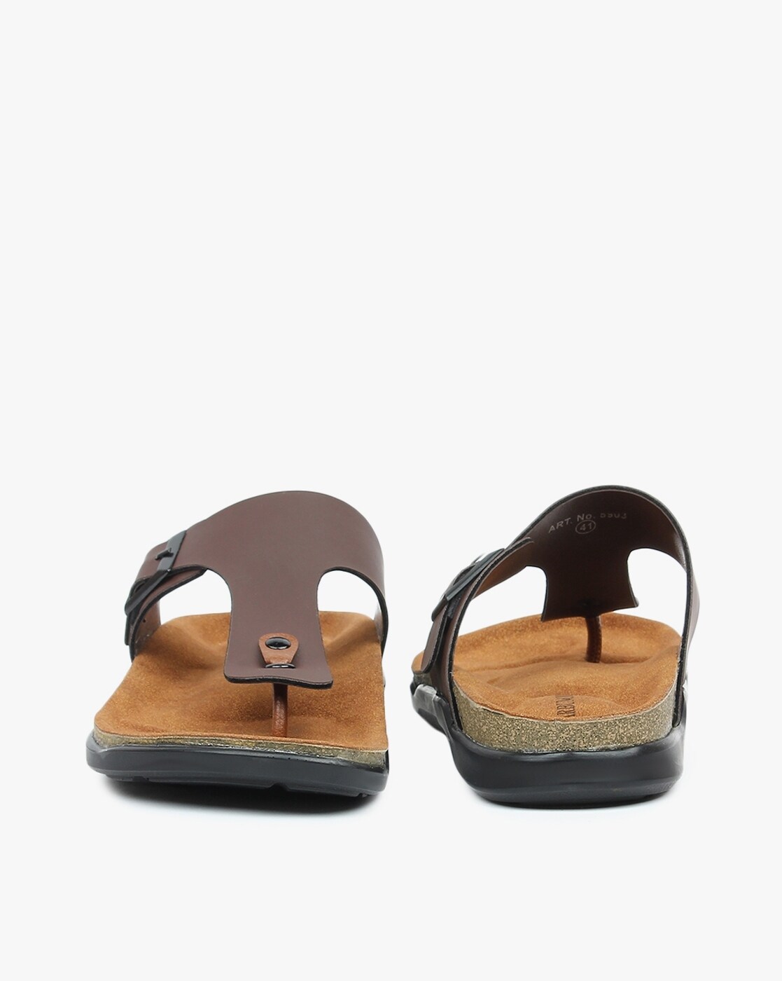 Handmade men's brown leather thong sandals | The leather craftsmen