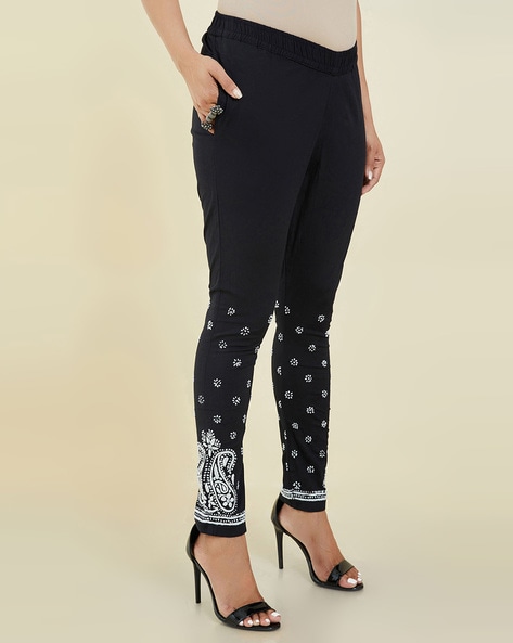 Buy Embroidered White Legging with Circular Embroidery Online in India at  Lowest Prices - Price in India - buysnip.com