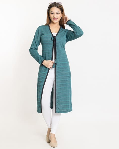 Striped Shrug with Tie-Up