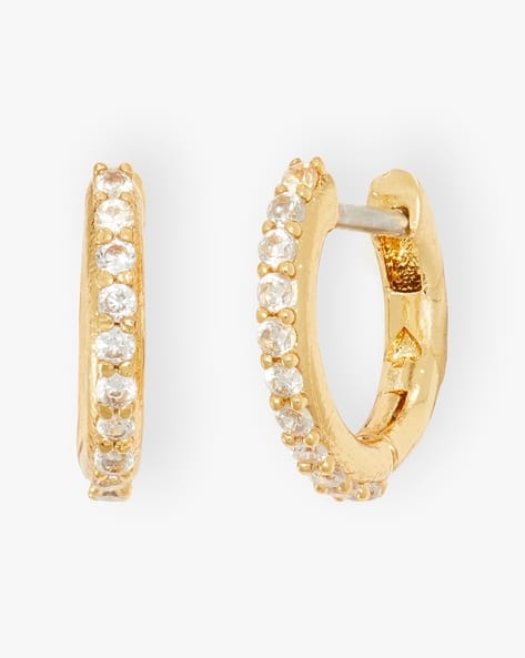 Buy KATE SPADE Tiny Twinkles Pave Huggie Earrings Clear Gold