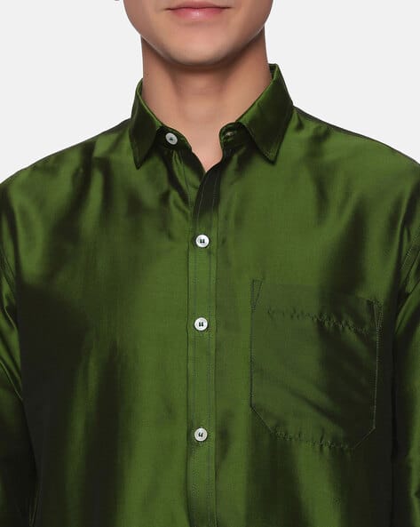 Spread-Collar Shirt with Dhoti Set