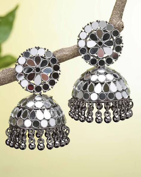 The Elegant Small Silver Jhumka Earrings – www.mithracollections.com