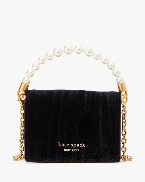 Buy KATE SPADE Bonbon Velvet Card Case On a Chain Crossbody Bag | Black  Color Women | AJIO LUXE