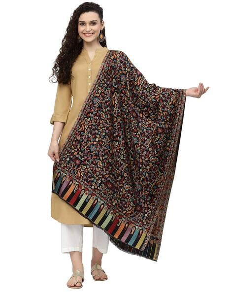 Floral Pattern Stole with Frayed Hems Price in India