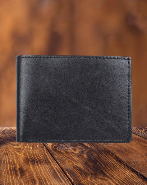Bifold Leather Wallet with Extra Card Holder and Coin Pouch Black » Anitolia