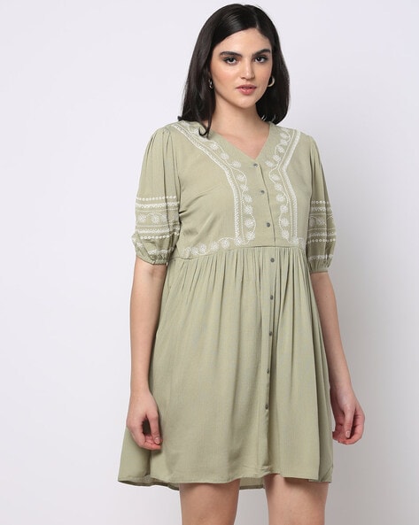 Embroidered V-Neck Tunic