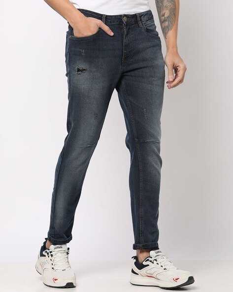 Lightly Washed & Distressed Relaxed Fit Jeans