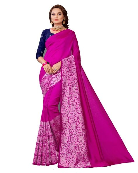 Buy Pink Sarees for Women by FASHION BOOMS Online