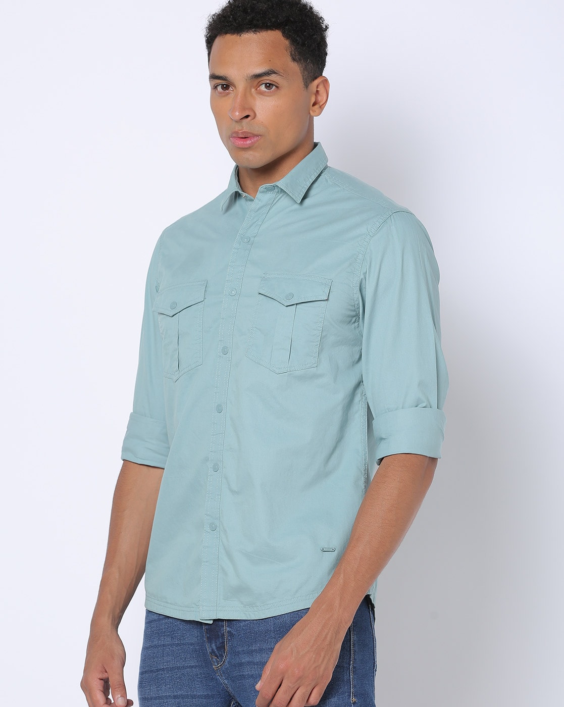 Buy Denim Blue Shirts for Men by Greenfibre Online | Ajio.com