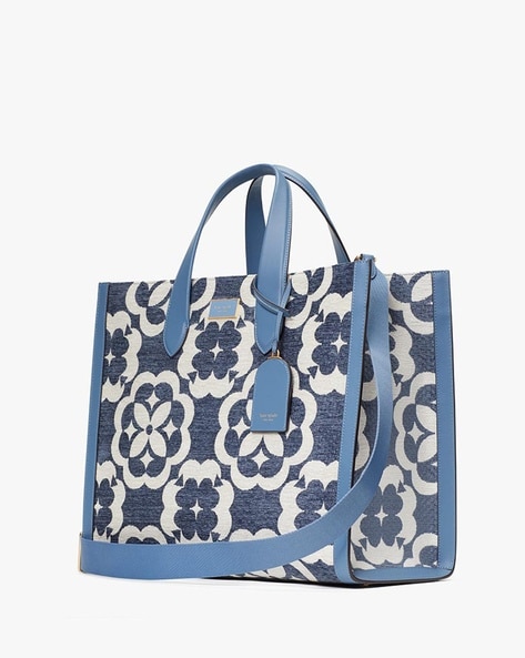 Oversized Spade Flower Jacquard Stripe Manhattan Large Tote