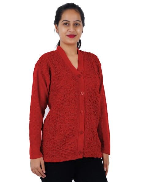 Buttoned Cardigan Ladies Sweater Red Colour The Charlotte