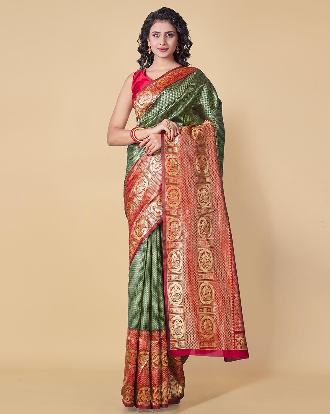 Buy Green Sarees for Women by FASHION BOOMS Online