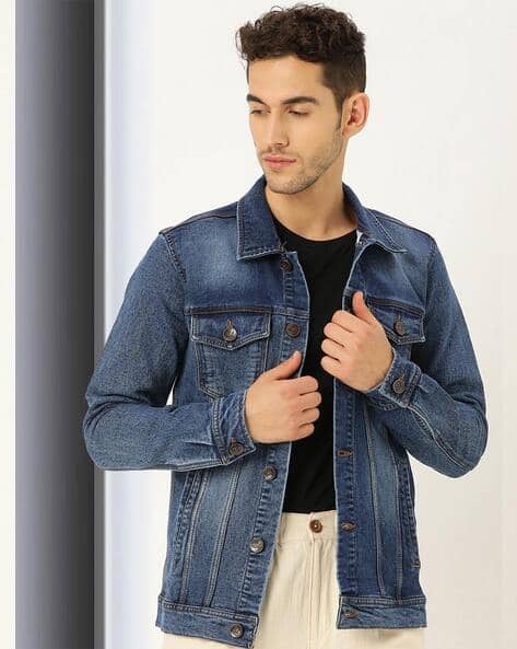 Jean Jacket Business Casual Men Spread-Collar Denim Jacket