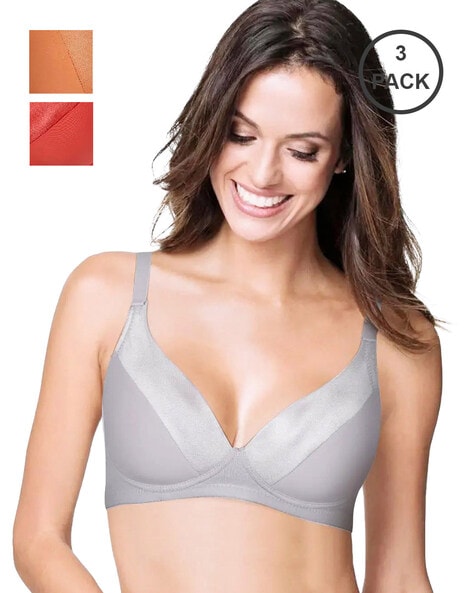 Buy Pack of 3 Padded Solid/Printed T-shirt Bras - Assorted Online