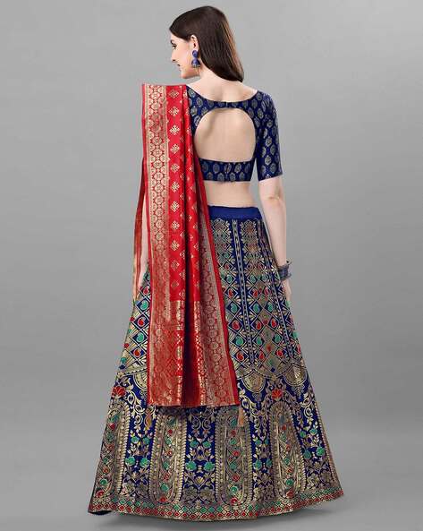 Orange Cobalt Blue Designer Lehenga Choli at best price in Surat