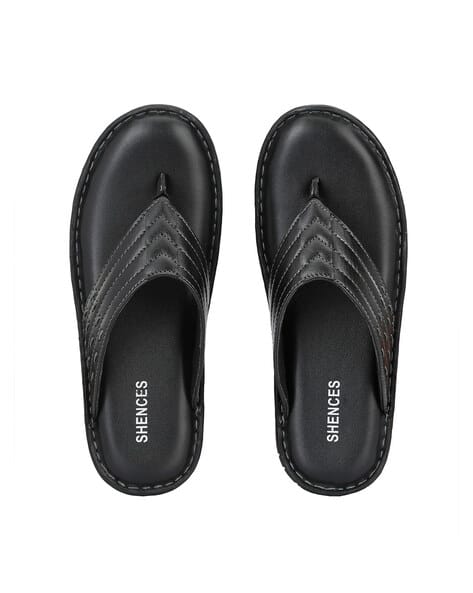 Mens Leather Shences Black Leather Slippers Buy Black Sandals For