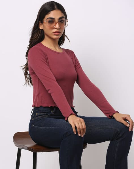 JDY BY ONLY Ribbed Round-Neck Top