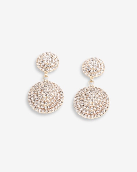 Gold rhinestone hot sale drop earrings