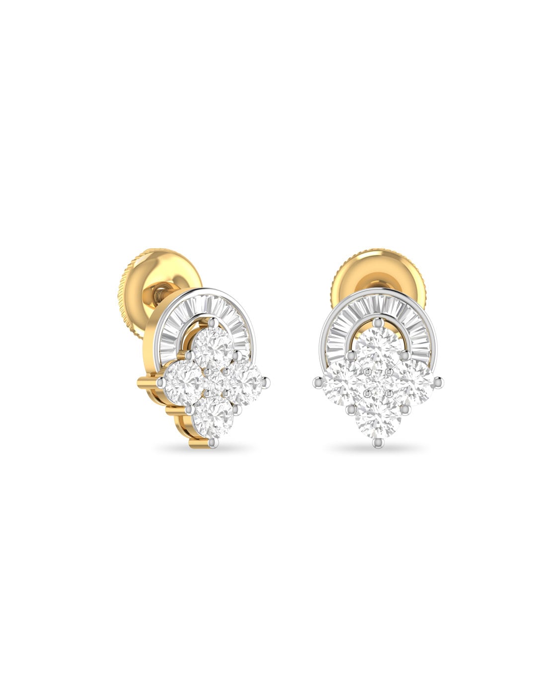 Diamond earrings made of white 14K gold - small heart with brilliant, studs  | Jewelry Eshop