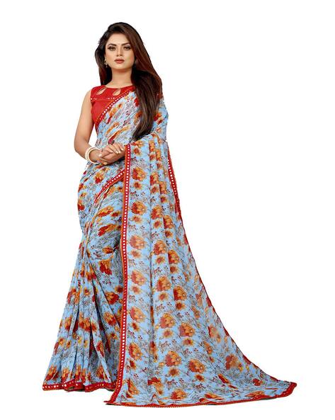 Buy INDYA Navy Blue & Gold Toned Ethnic Motifs Ready To Wear Saree - Sarees  for Women 19994630 | Myntra