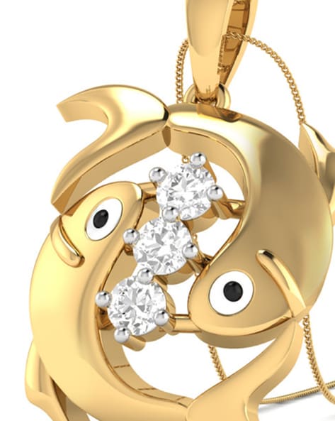 Buy 14K Solid Gold Zodiac Celestial Necklace, Pisces Zodiac Sign Diamond  Necklace, Pisces Zodiac Sign Diamond Necklace Gift, Horoscope Necklace  Online in India - Etsy