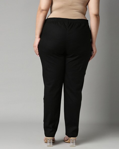 Solid Black Formal Pants For Women - Gocolors