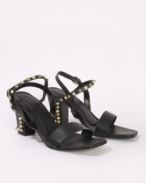 Black studded 2025 chunky sandals