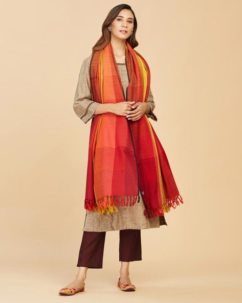 Striped Shawl with Tassels Price in India