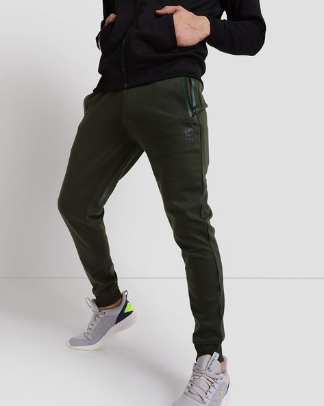 Cotton track pants with cheap zipper pockets