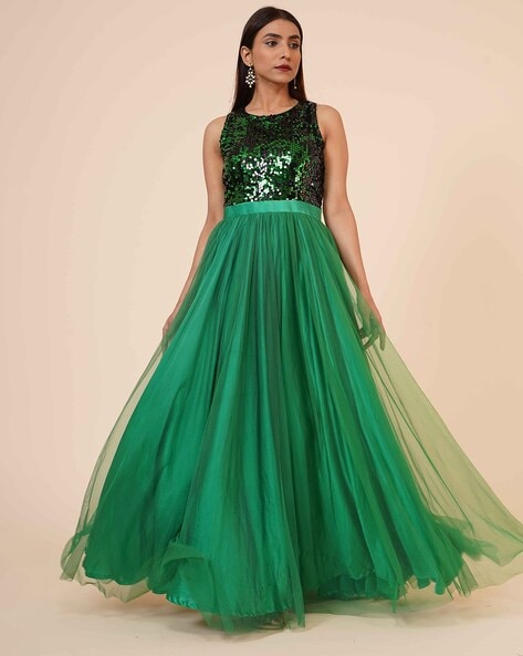 Buy Green Georgette V Neck Draped Saree Gown For Women by Tarun Tahiliani  Online at Aza Fashions.