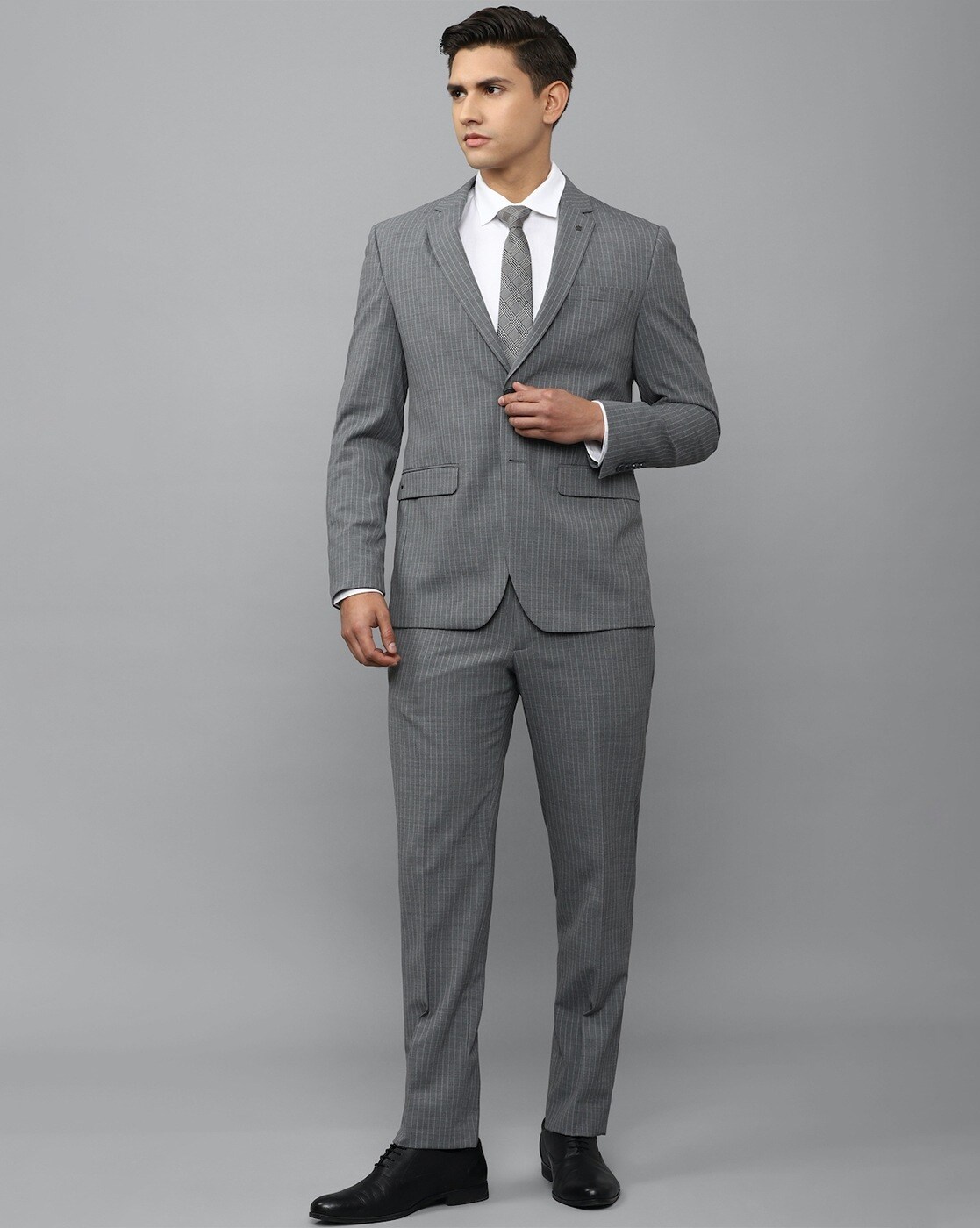 Louis Philippe Grey Single-Breasted Milano Fit Suit