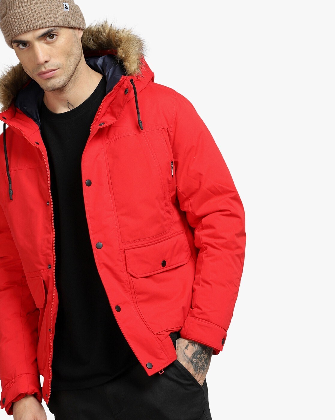 Jack and jones deals red parka