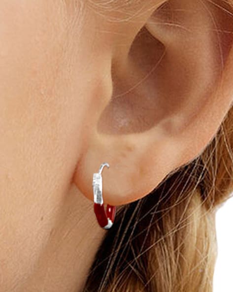 Sterling Silver Small Hoop Earrings & Removable Pearl & Heart Charms