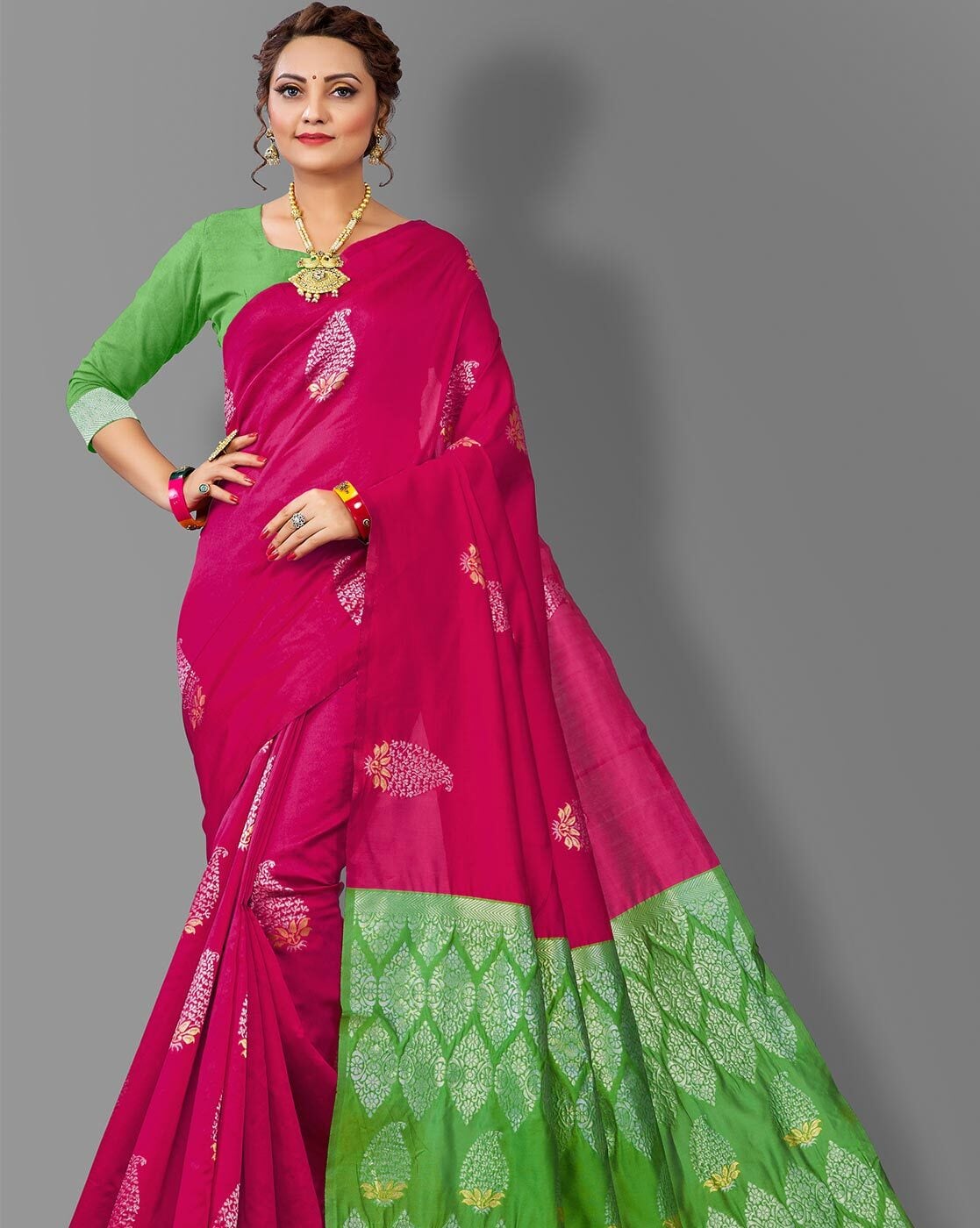 Buy Pink Sarees for Women by FASHION BOOMS Online