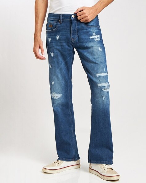Buy Being Human Blue Regular Fit Heavily Washed Distressed Jeans for Men's  Online @ Tata CLiQ