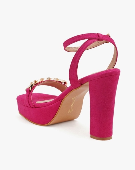 Fuschia pink block heels new arrivals