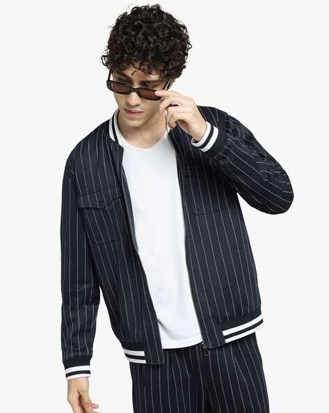 Buy Men Navy Stripe Casual Jacket Online - 774410 | Peter England