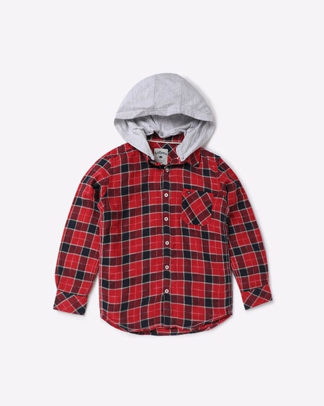 Lee Cooper Checked Hooded Shirt