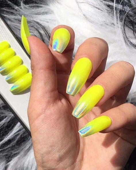 Neon Yellow/lime Long Coffin Press on Nails Faux Nails, Fake Nails Summer Neon  Nails Stiletto, Almond, Square, Round - Etsy Sweden