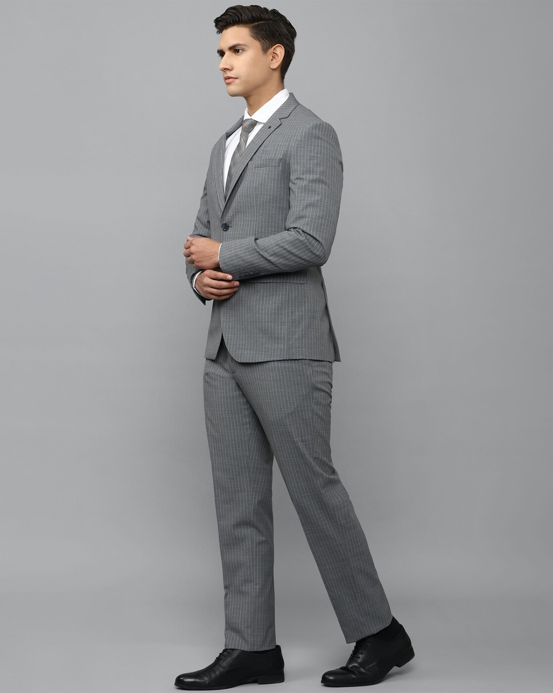 Louis Philippe Grey Single-Breasted Milano Fit Suit