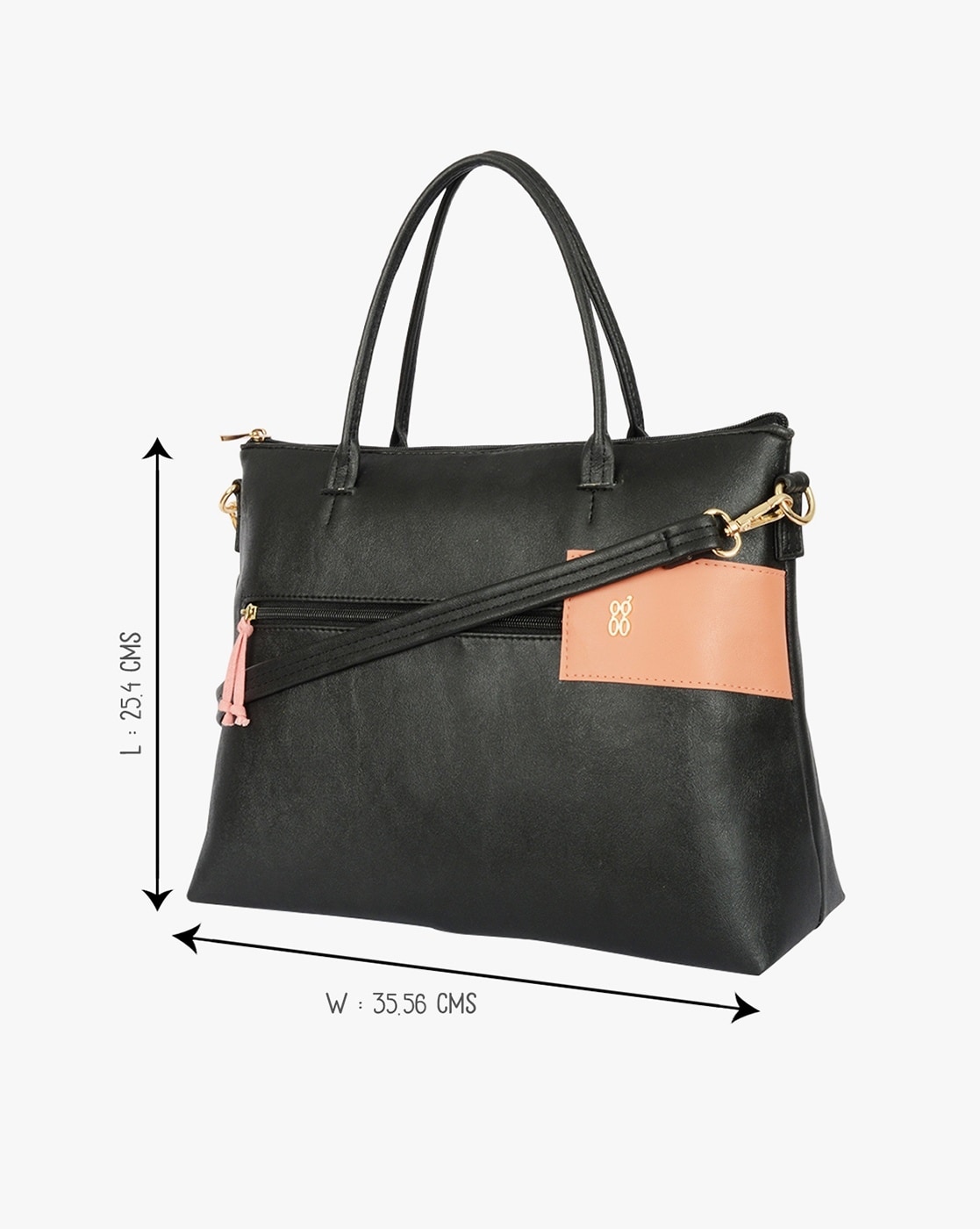 L black leather shopper bag