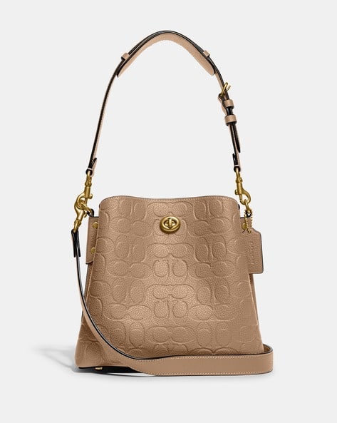 Taupe Coach Willow Handbag COACH Pebble Leather Willow Shoulder