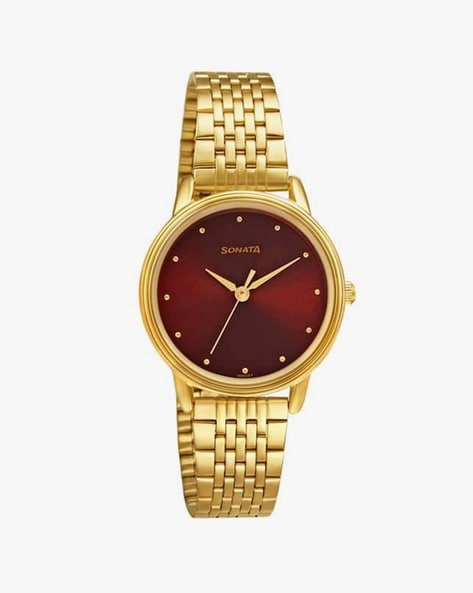 Sonata ladies watch hot sale golden colour