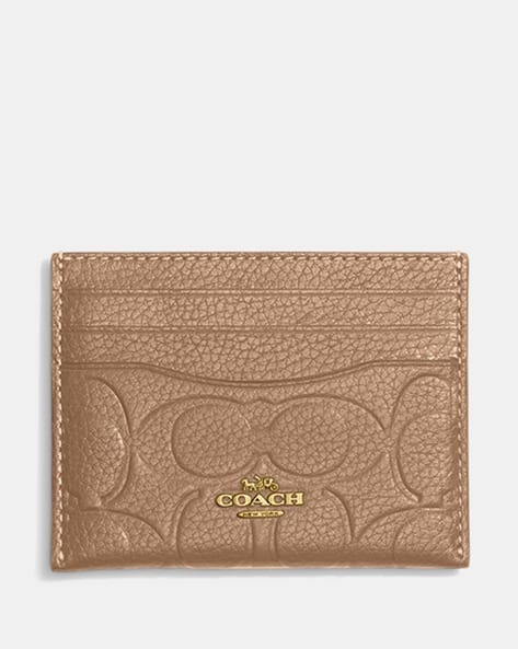 Buy Coach Medium Card Case in Signature Leather Taupe Color
