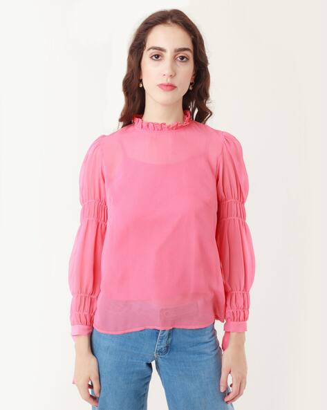 Zink London High-Neck Top with cuffed Sleeves