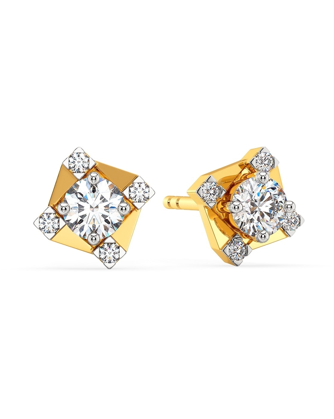 Buy quality Floral Solitaire Look Diamond Stud Earrings in Surat